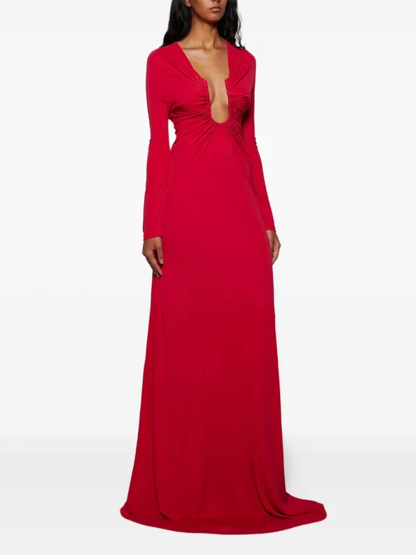 red christopher esber dress Christopher Esber Arced Palm Strapless Shawl Gown | Red | Size 12