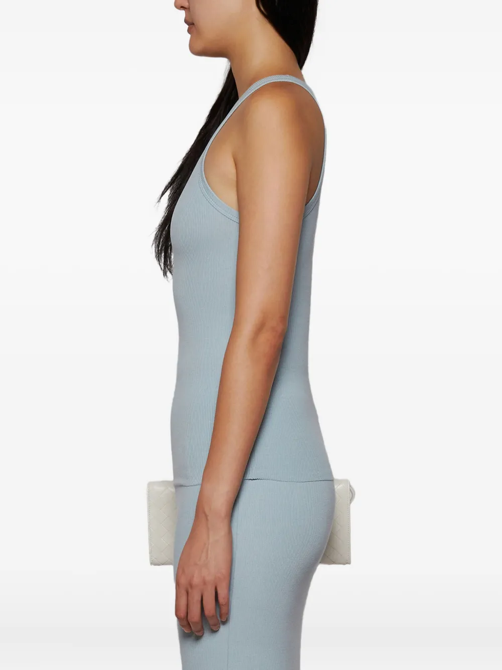 ETERNE Geribbelde tanktop Blauw