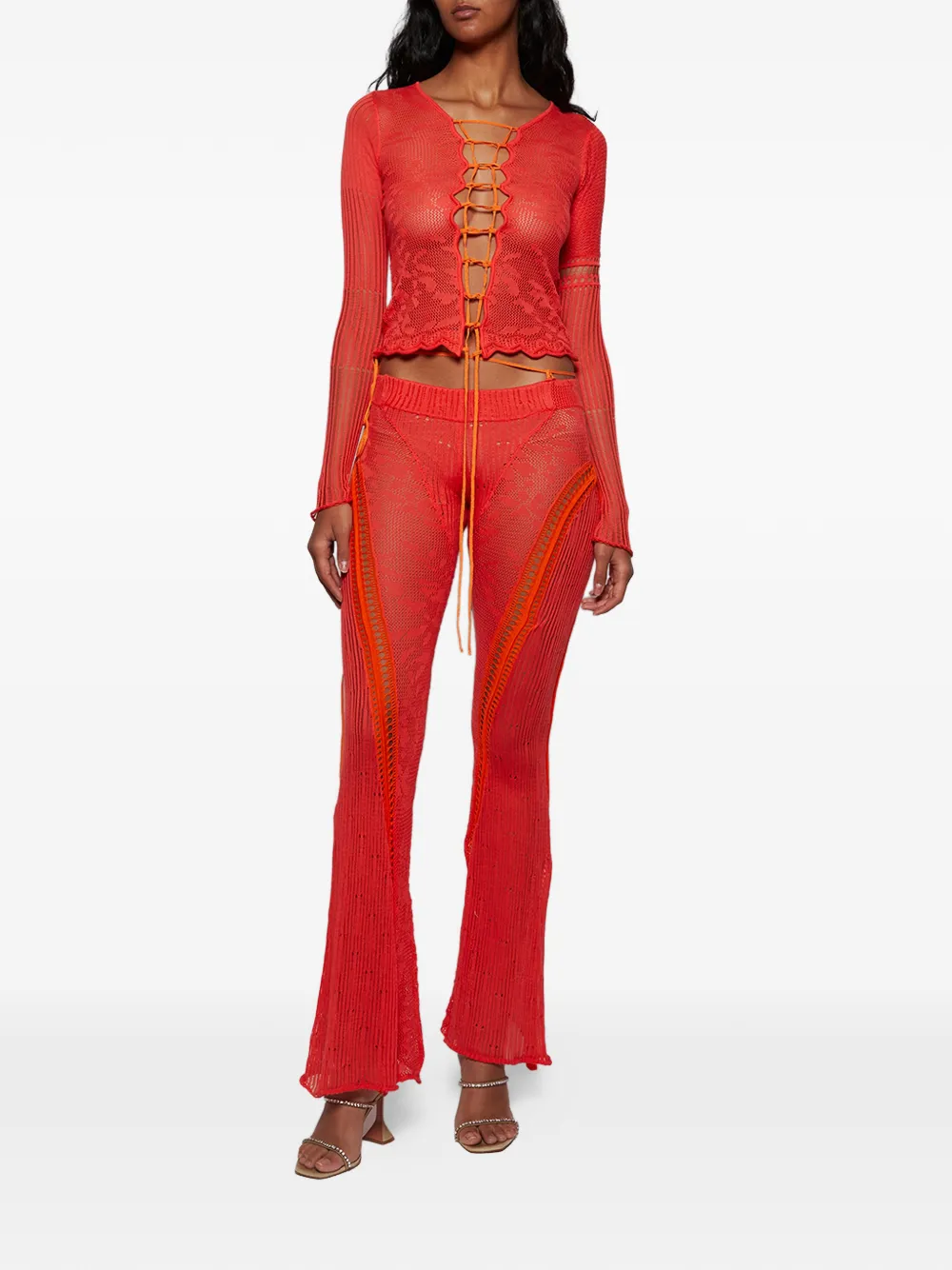 Roberta Einer Kat lace-up top - Rood