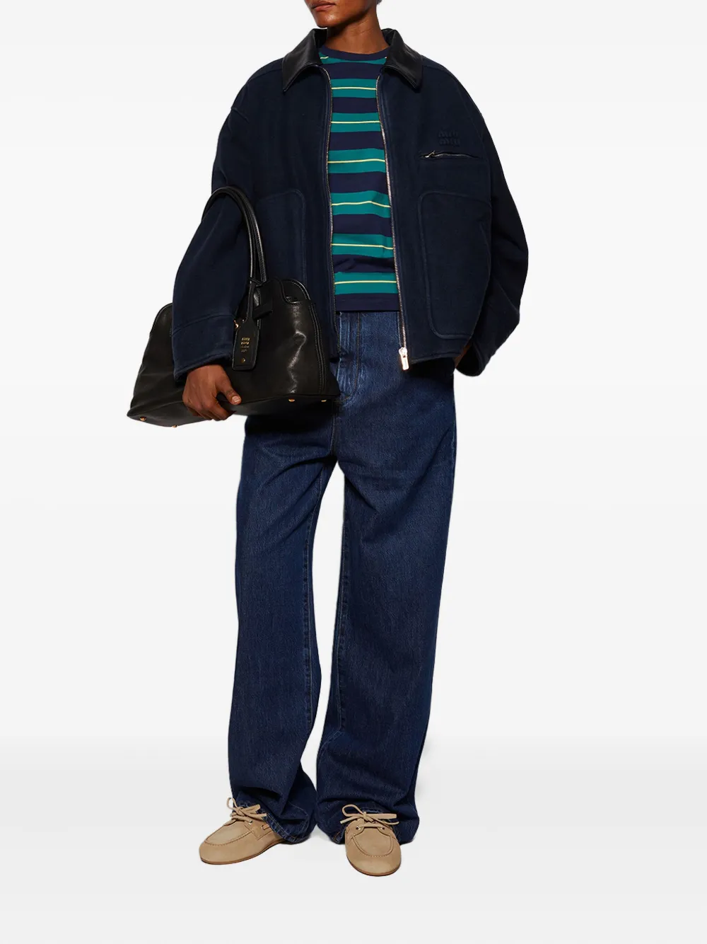 Miu Miu leather-collared padded jacket | Oversized Jackets | Image 2