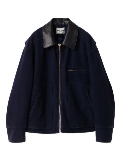 Miu Miu leather-collared padded jacket
