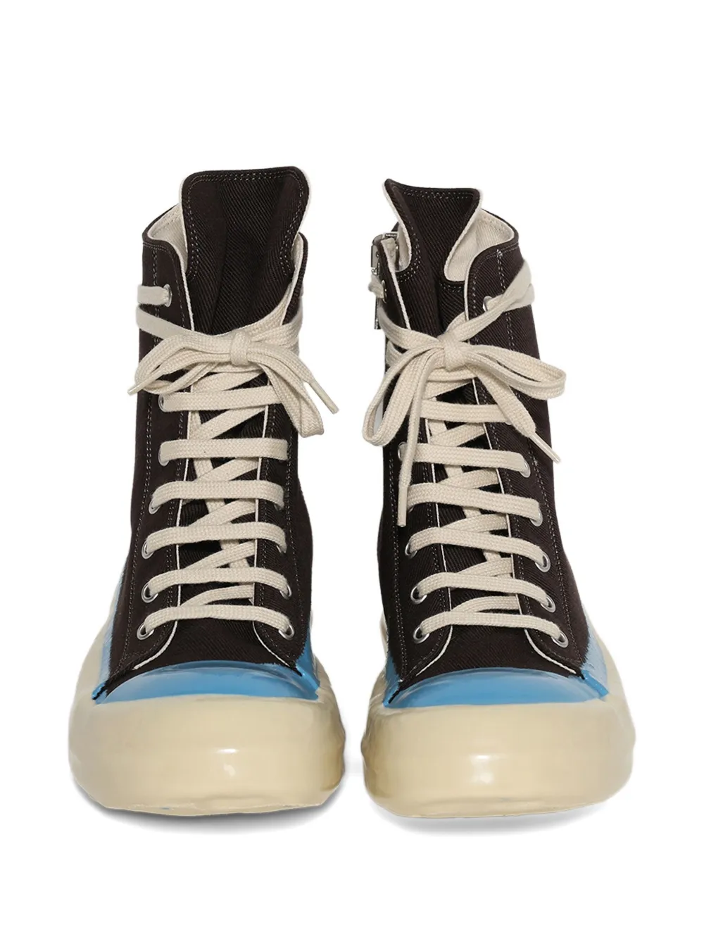 Rick Owens Drkshdw Denim High-top Sneakers In Brown