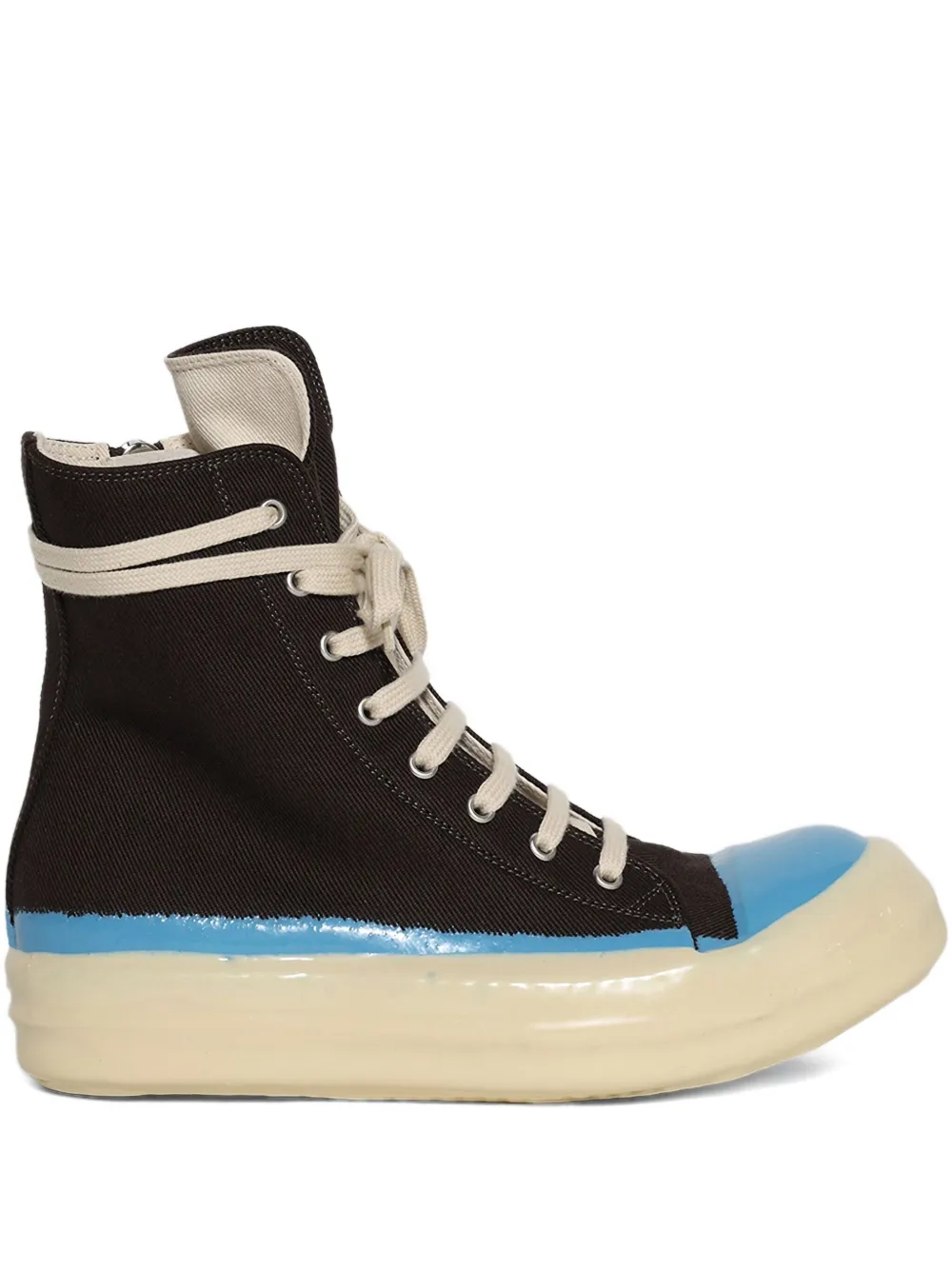 Rick Owens Drkshdw Denim High-top Sneakers In Brown