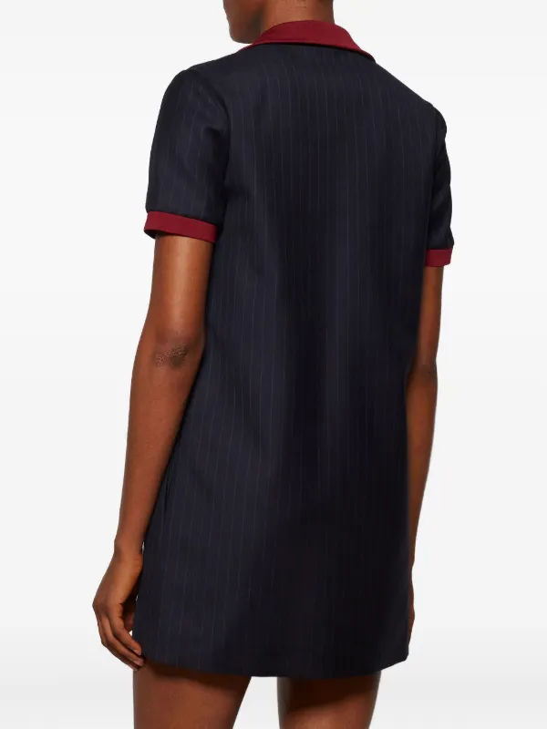 Miu Miu Pinstripe zip-front Dress | Blue | FARFETCH