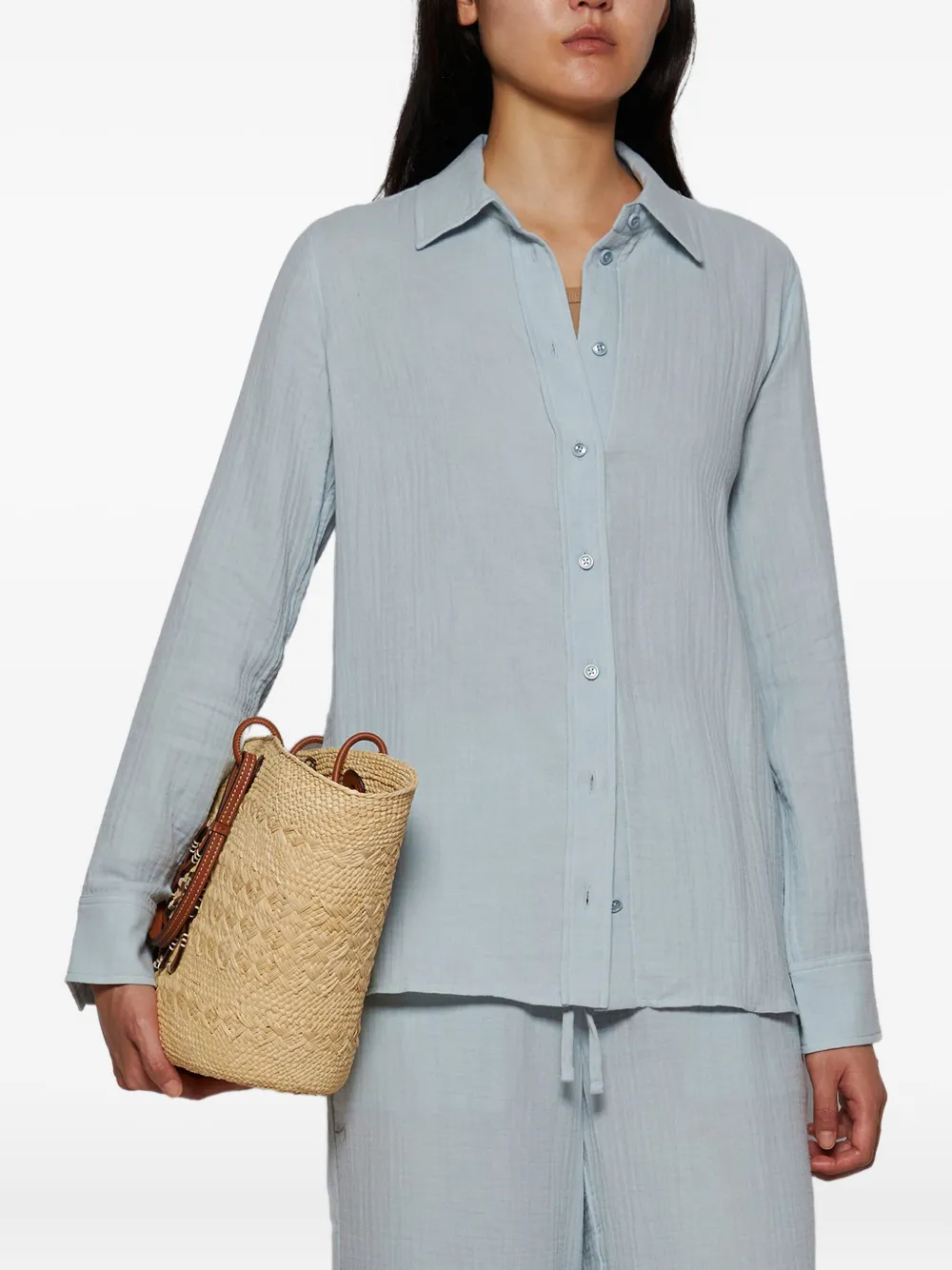 Éterne Button-down Cotton Shirt In Blue