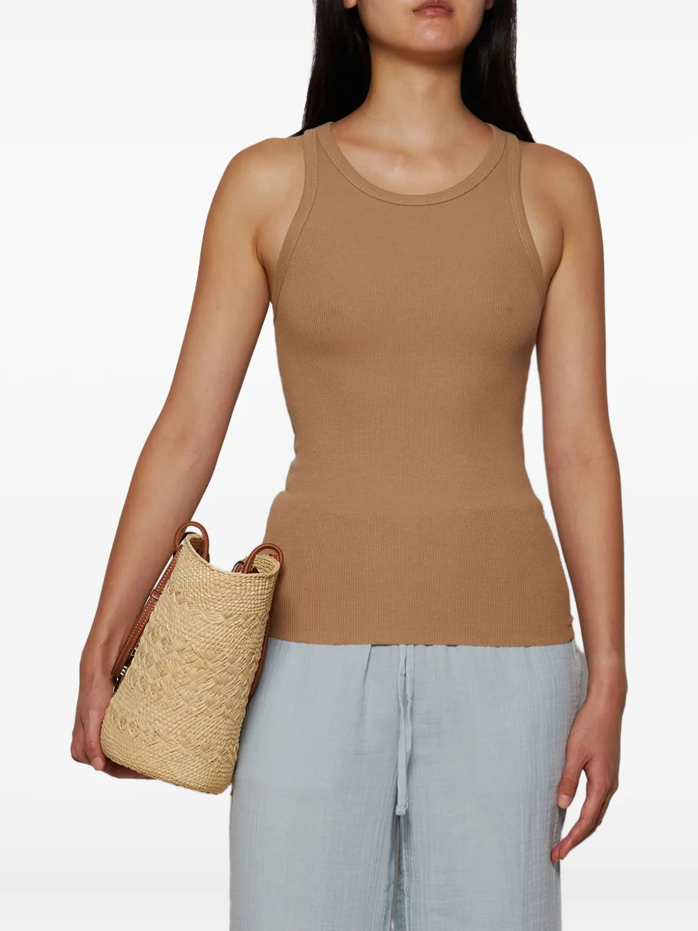 Éterne Ribbed High-neck Tank Top In Brown