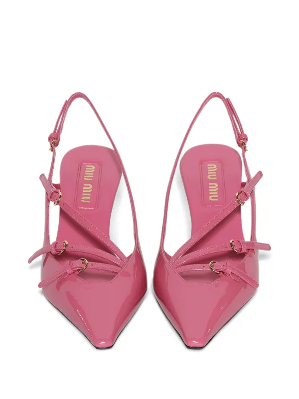 Miu Miu 25mm Slingback pointed-toe Sandals | Pink | FARFETCH