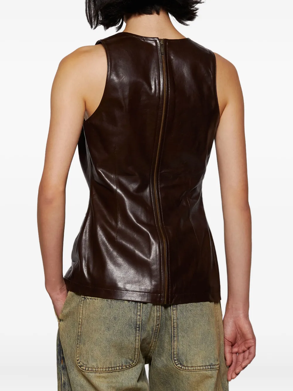 Entire Studios Leather Tank Top In Brown