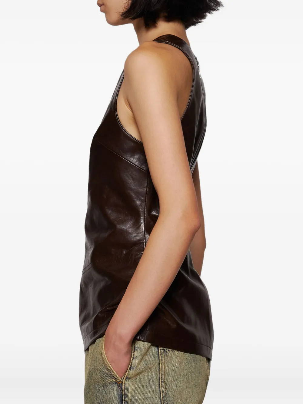 Entire Studios Leather Tank Top In Brown