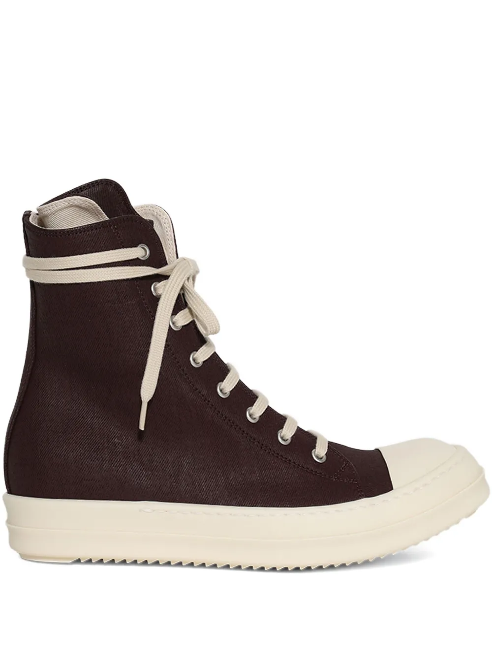 Rick Owens Drkshdw 35mm Denim High-top Sneakers In Brown