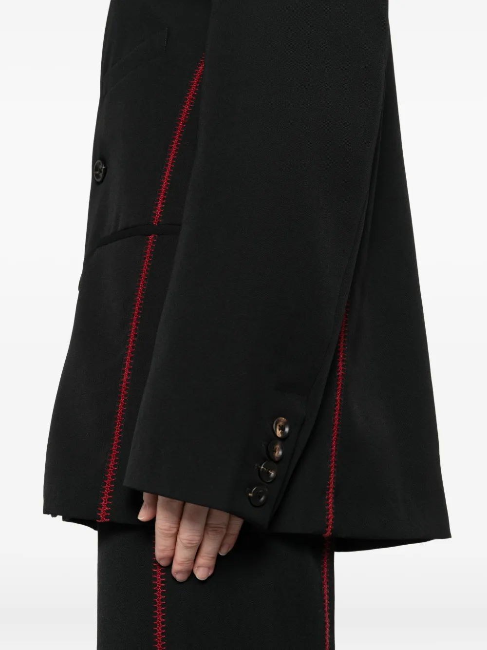 Diotima Stitched-detail Double-breasted Blazer In Black