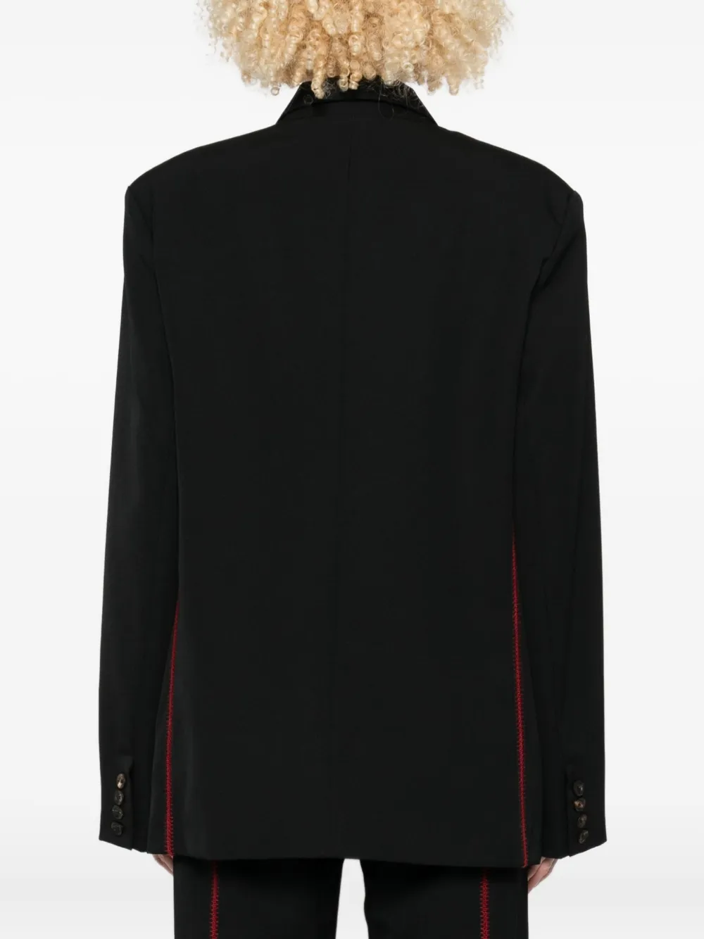 Diotima Stitched-detail Double-breasted Blazer In Black