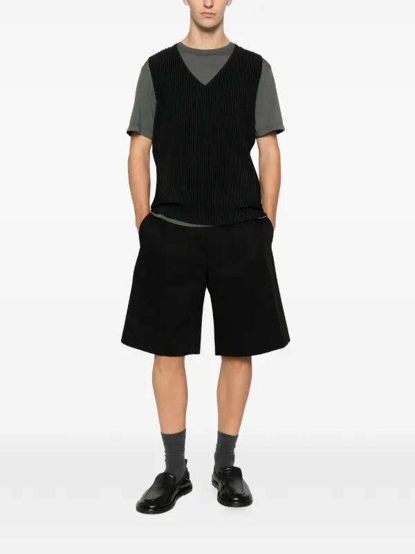 Homme Plissé Issey Miyake Vネック トップ | ブラック | FARFETCH JP