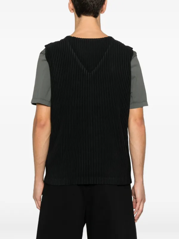 Homme Plissé Issey Miyake Vネック トップ | ブラック | FARFETCH JP