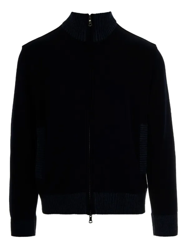 Paul & Shark Zipped Ribbed-hem Cardigan in Blue