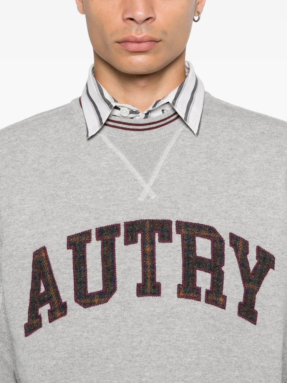 Autry logo-embroidered crew-neck sweatshirt Grijs