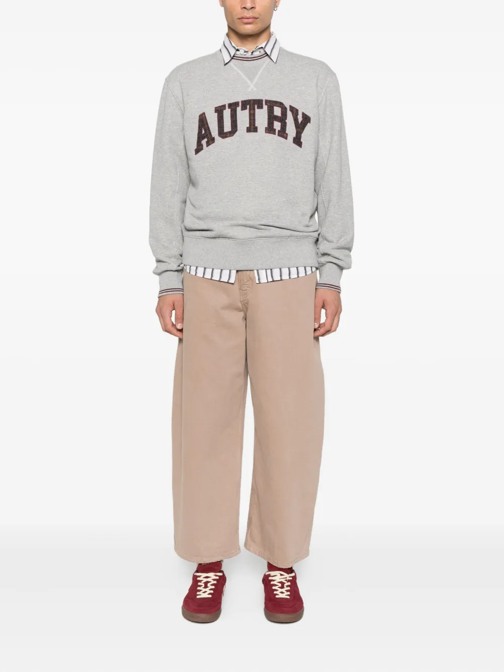 Autry logo-embroidered crew-neck sweatshirt Grijs