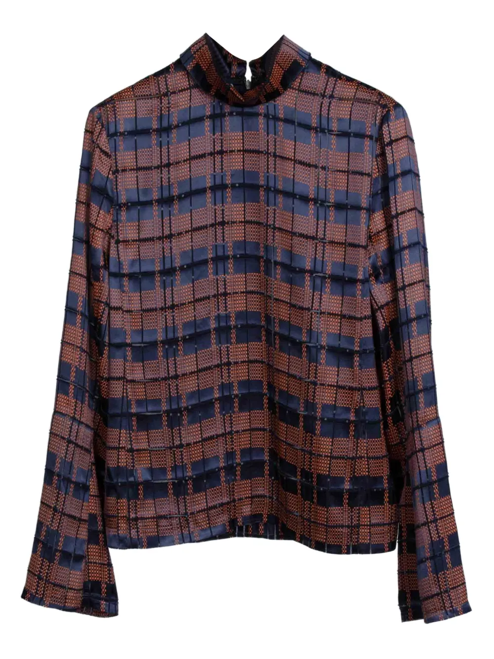 3.1 Phillip Lim Hester geruite blouse met hoge hals Blauw