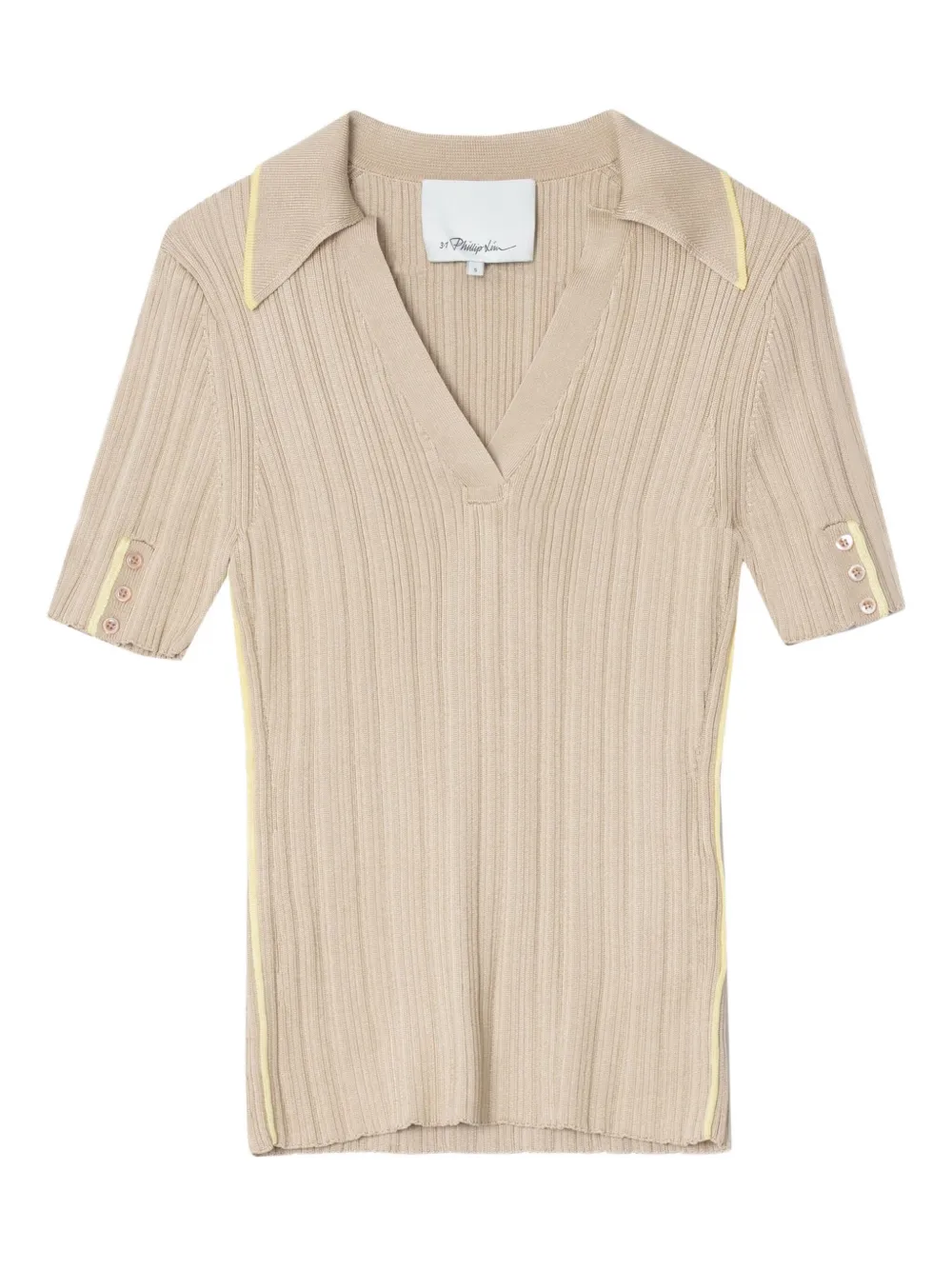 3.1 Phillip Lim Geribbelde top met V-hals Beige