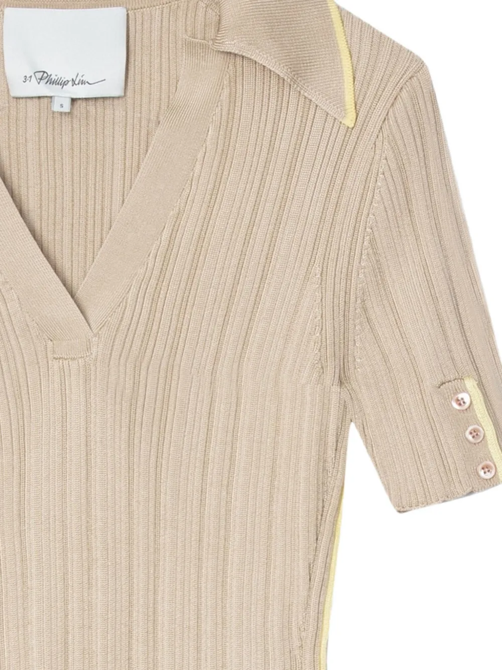 3.1 Phillip Lim Geribbelde top met V-hals Beige