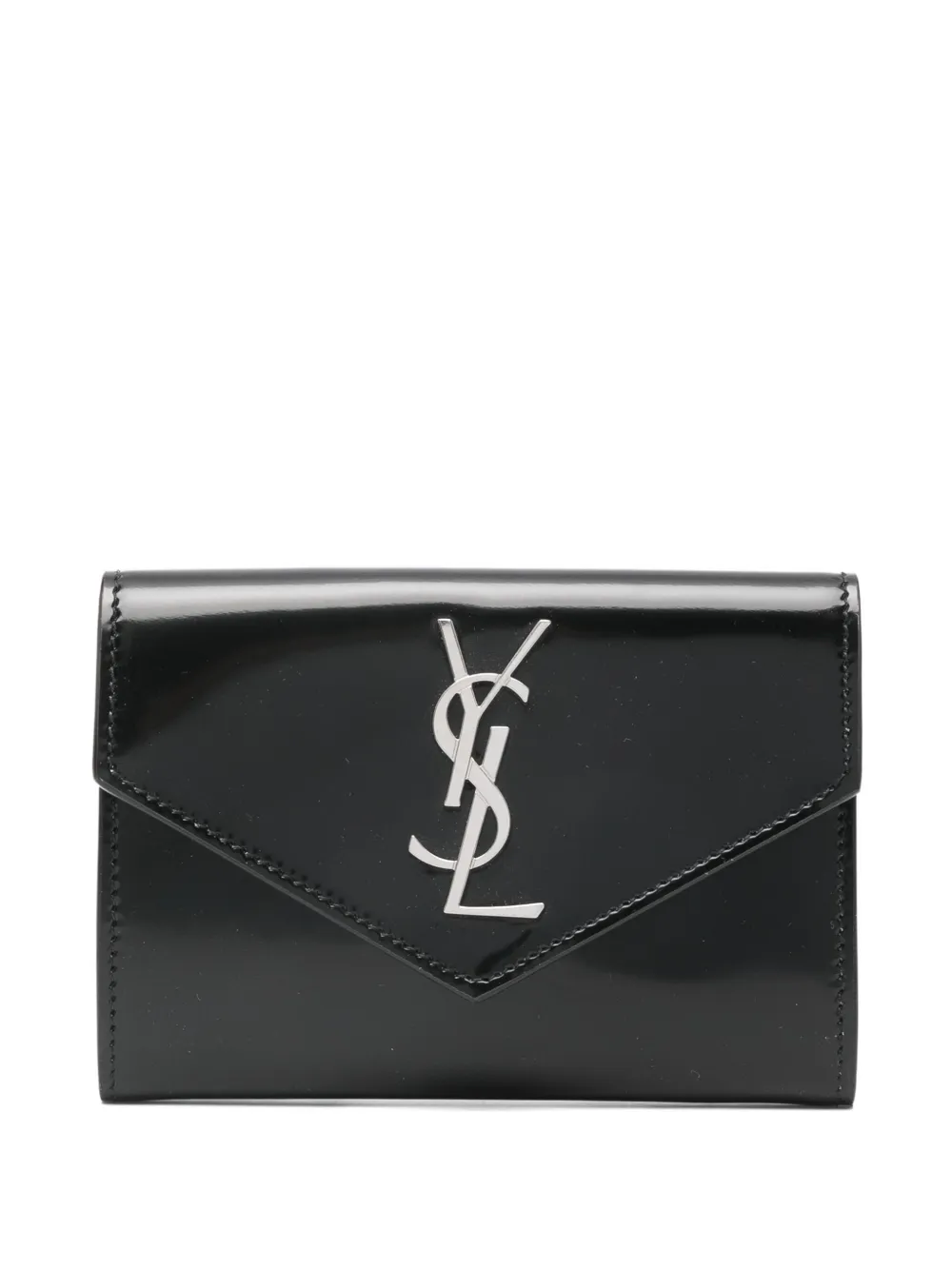 Saint Laurent محفظة جلد ببروش شعار الماركة | أسود | Image 1