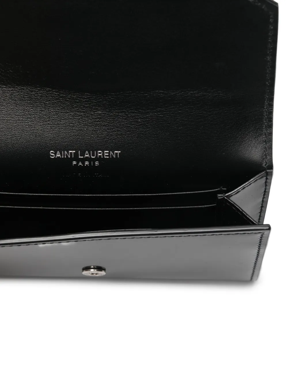 Saint Laurent Leren portemonnee met logoplakkaat Zwart