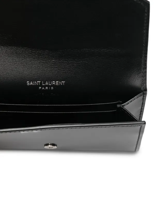 Saint Laurent logo-plaque Leather Wallet Black FARFETCH
