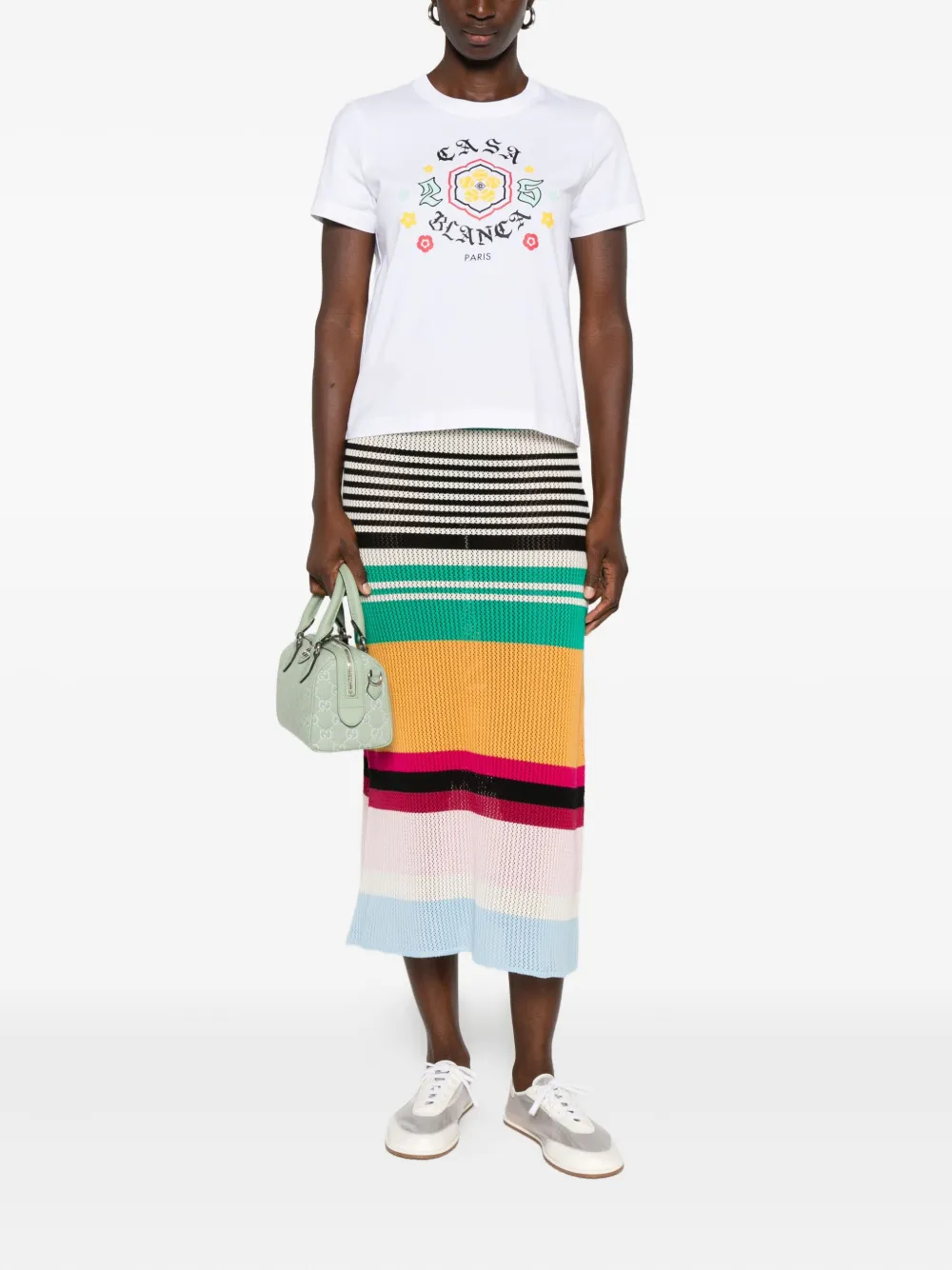 Casablanca floral-print cotton T-shirt Wit