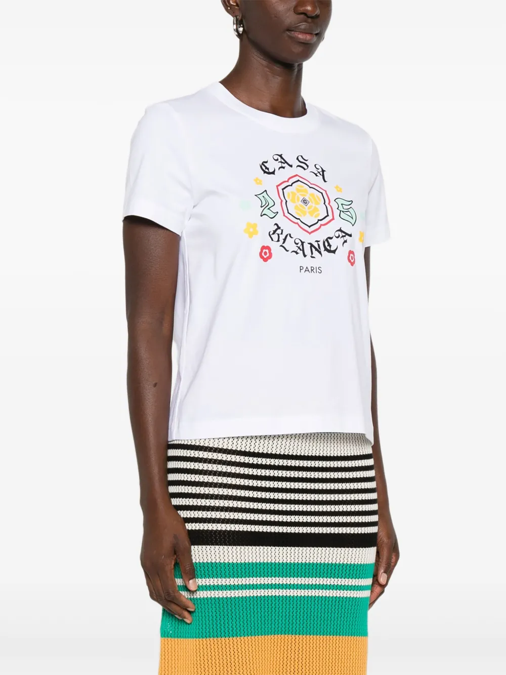 Casablanca floral-print cotton T-shirt Wit