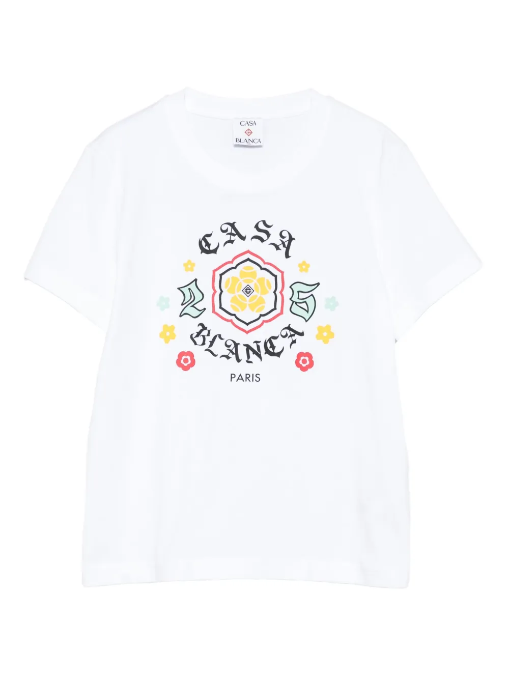 Casablanca floral-print cotton T-shirt Wit