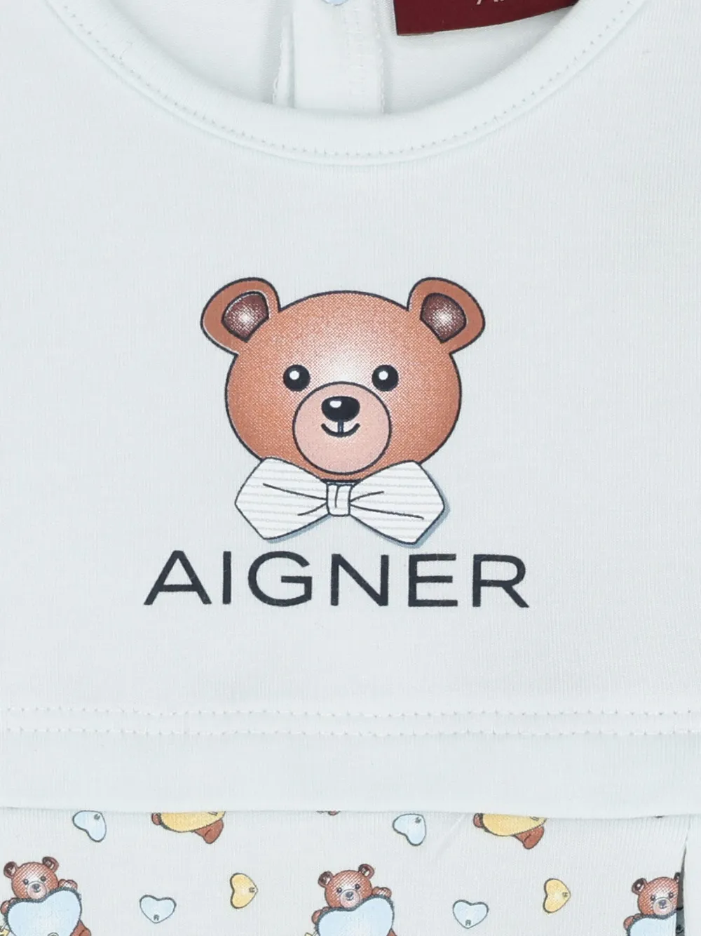 Aigner Kids teddy-bear print romper Wit