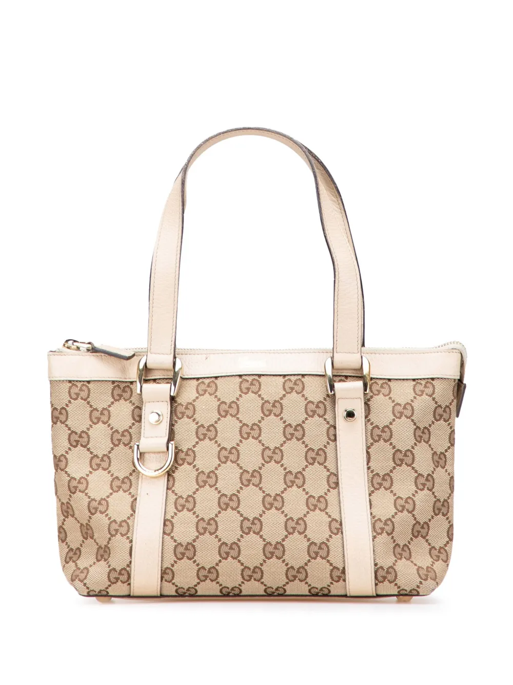 Pre-owned Gucci 2000-2015 Gg Canvas Abbey D Ring Tote Bag In White