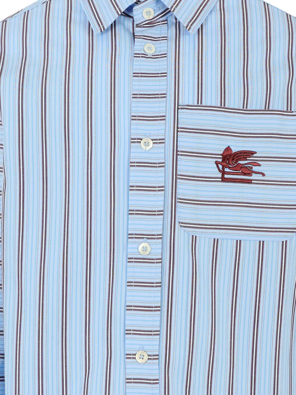 ETRO KIDS Gestreept shirt met Pegaso-borduurwerk Blauw