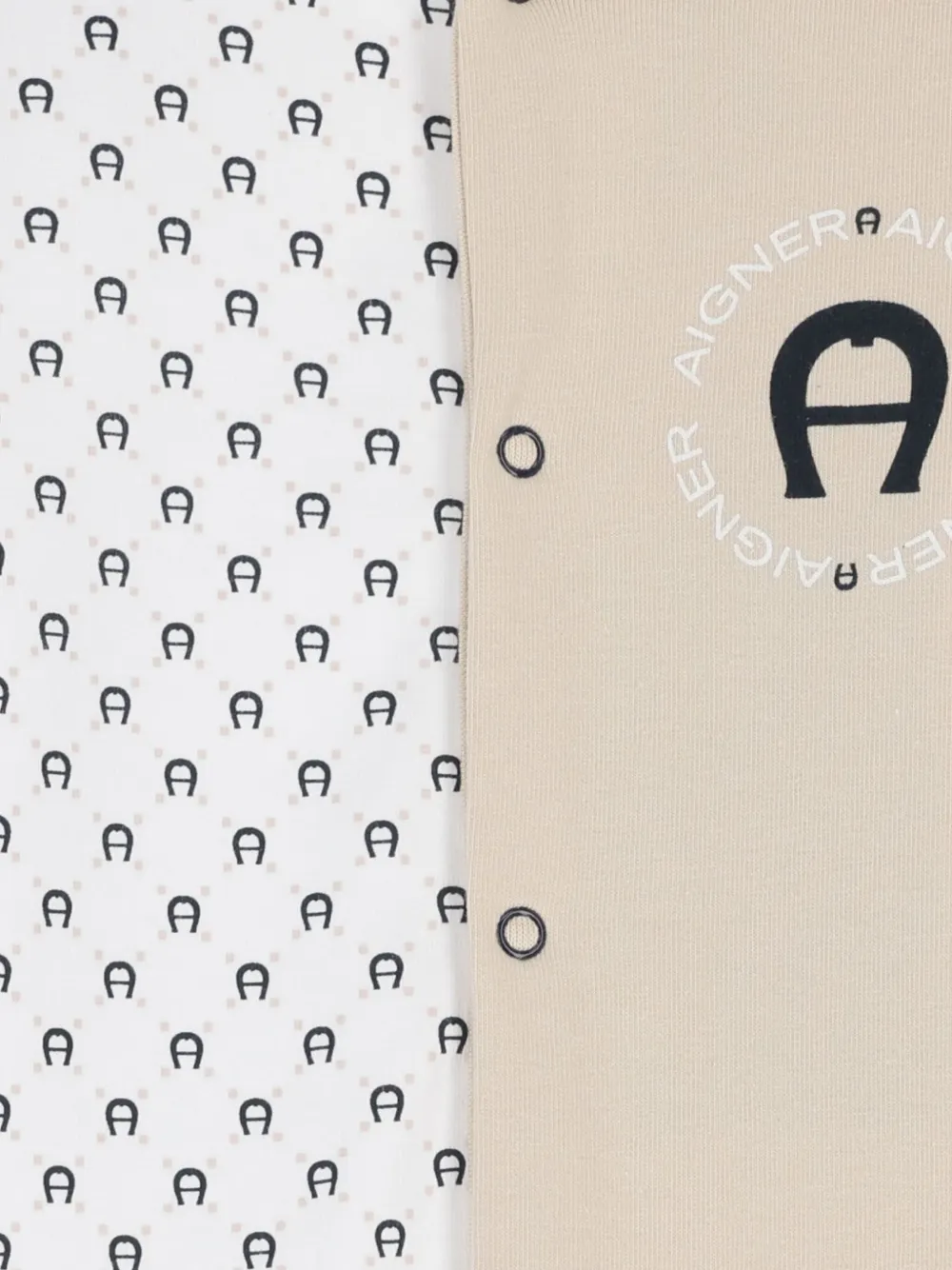 Aigner Kids logo-print two-tone pajamas Beige