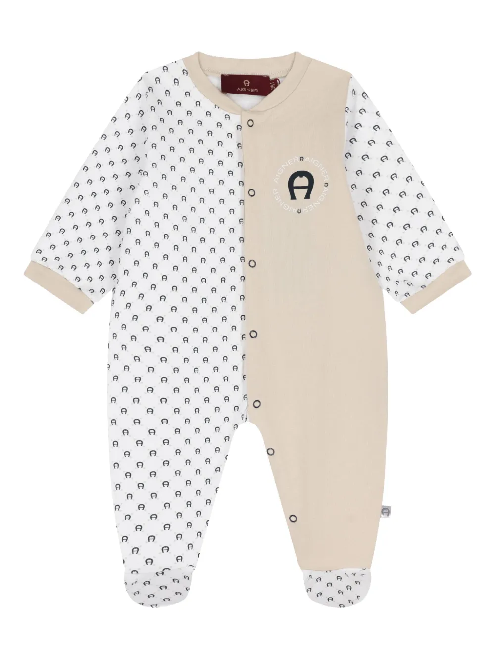 Aigner Kids logo-print two-tone pajamas Beige