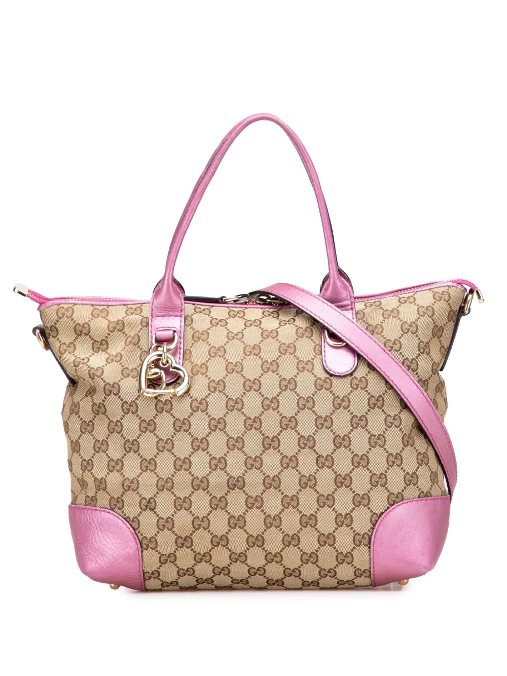 Pre-owned Gucci 2000-2015 Gg Canvas Heart Bit Satchel In Brown