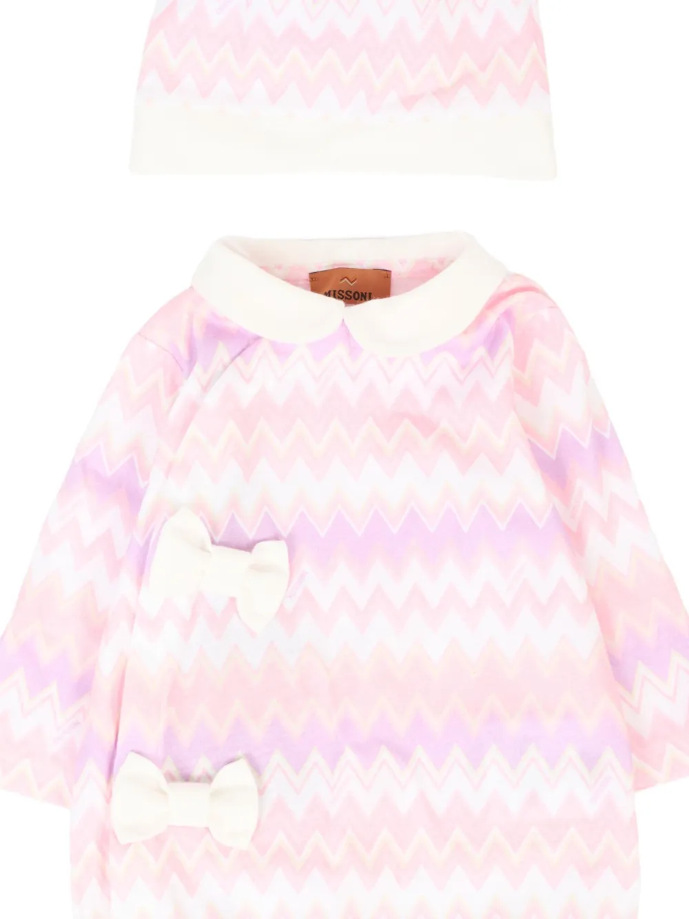 Missoni Kids Romperset met chevron strik Roze