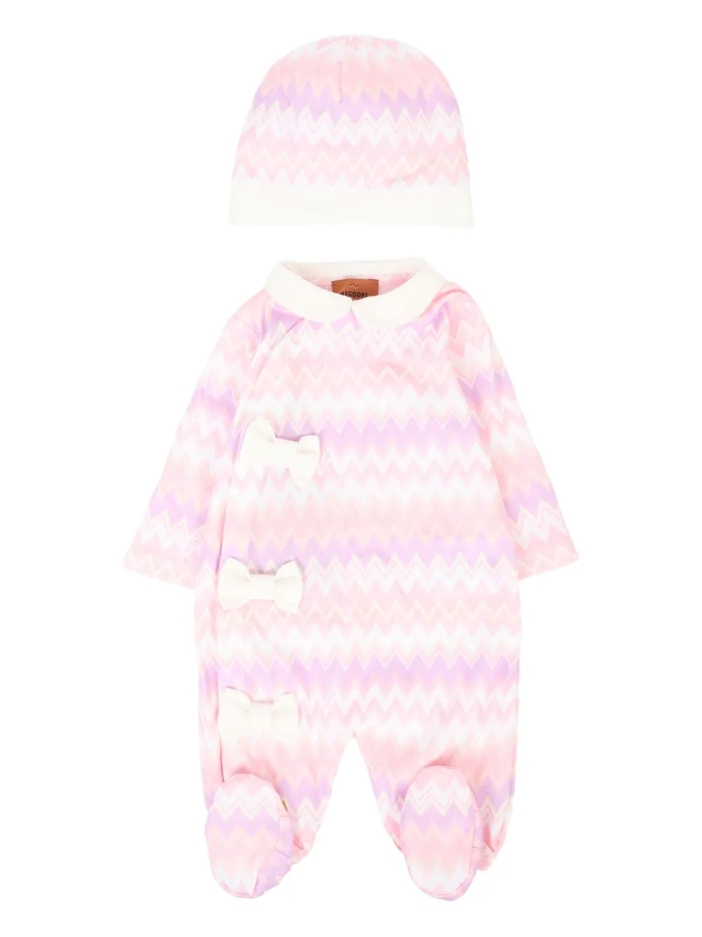 Missoni Kids Romperset met chevron strik Roze