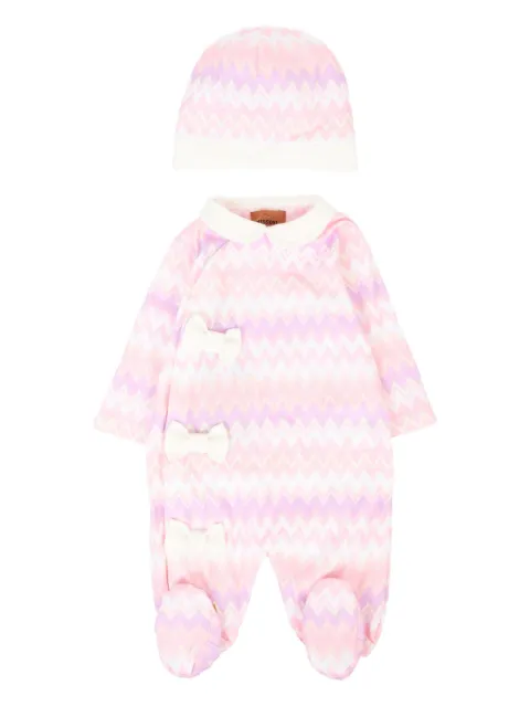 Missoni Kids chevron-bow babygrow set