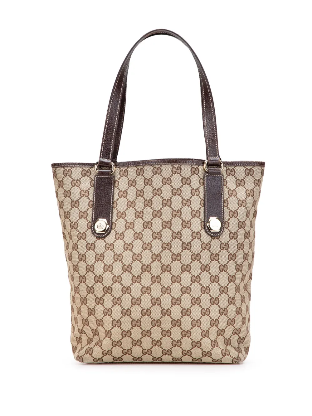 Pre-owned Gucci 2000-2015 Gg Canvas Charmy Tote Bag In Brown