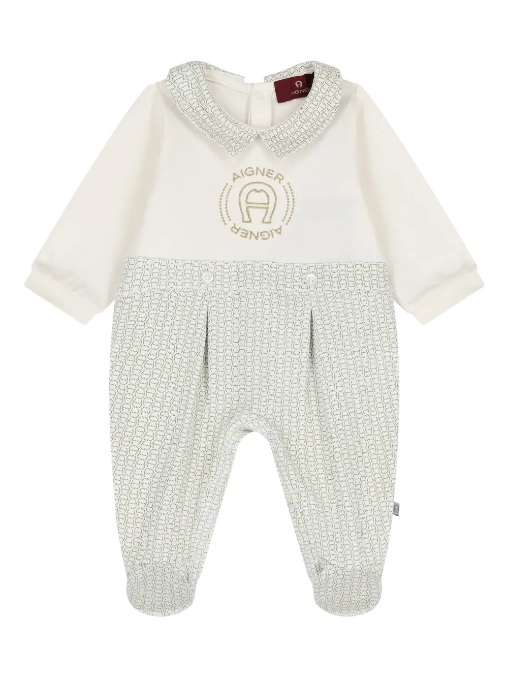 Aigner Kids Peter Pan collar logo pajamas Wit