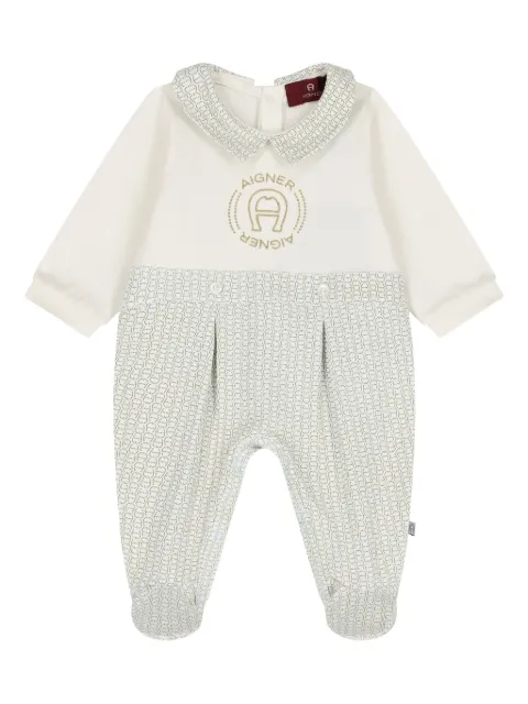 Aigner Kids Peter Pan collar logo pajamas