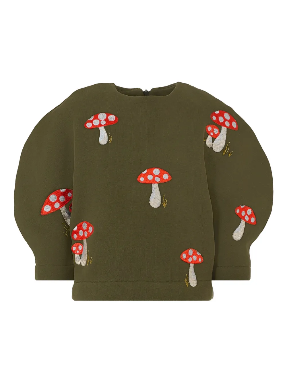 Pangolini Fly Agaric Embroidered Puff-sleeve Sweatshirt In Brown