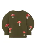 Pangolini Kids Fly Agaric embroidered puff-sleeve sweatshirt - Green
