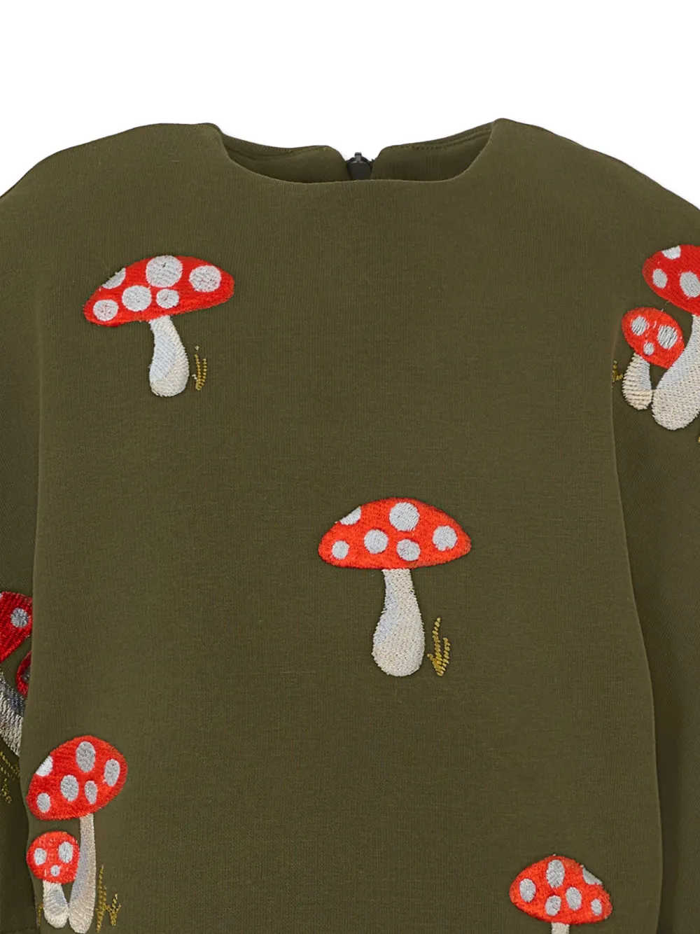 Pangolini Fly Agaric Embroidered Puff-sleeve Sweatshirt In Brown