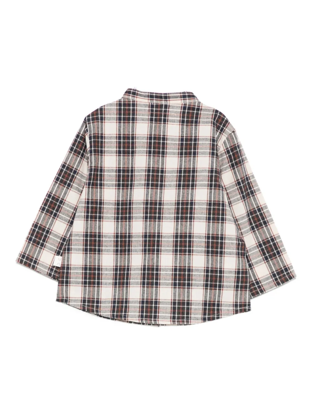 TEDDY & MINOU checked mandarin-collar shirt Blauw