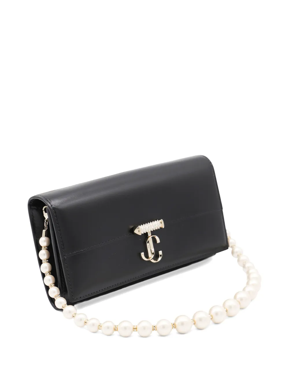 Jimmy Choo Avenue portemonnee met parelketting Zwart