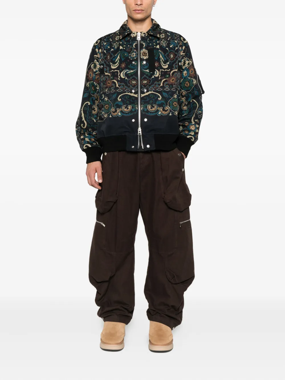 sacai Jack met paisley-print en rits Zwart