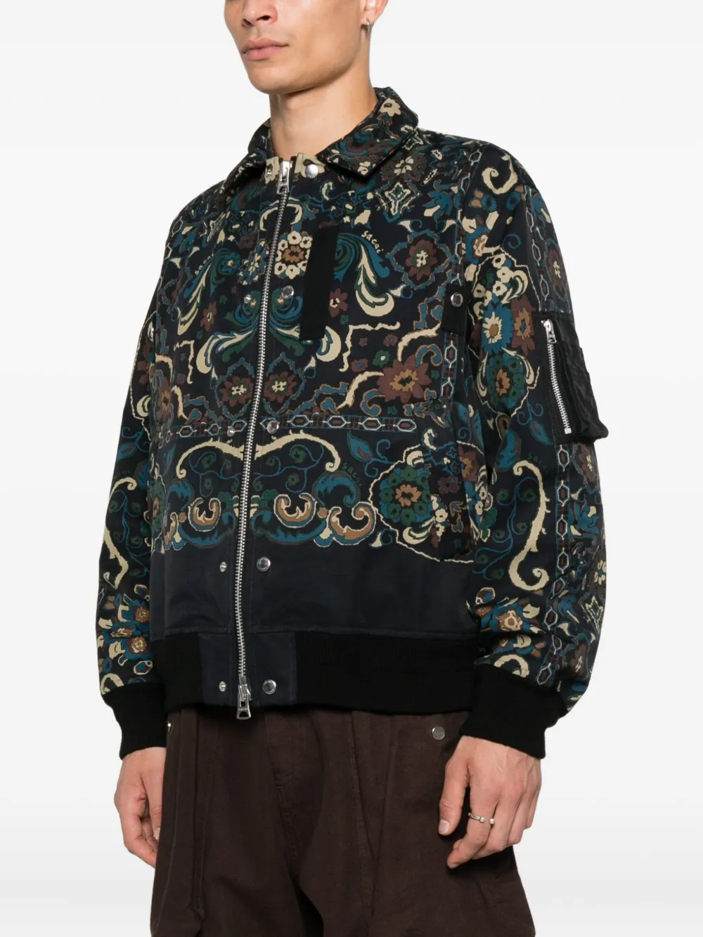 sacai Jack met paisley-print en rits Zwart
