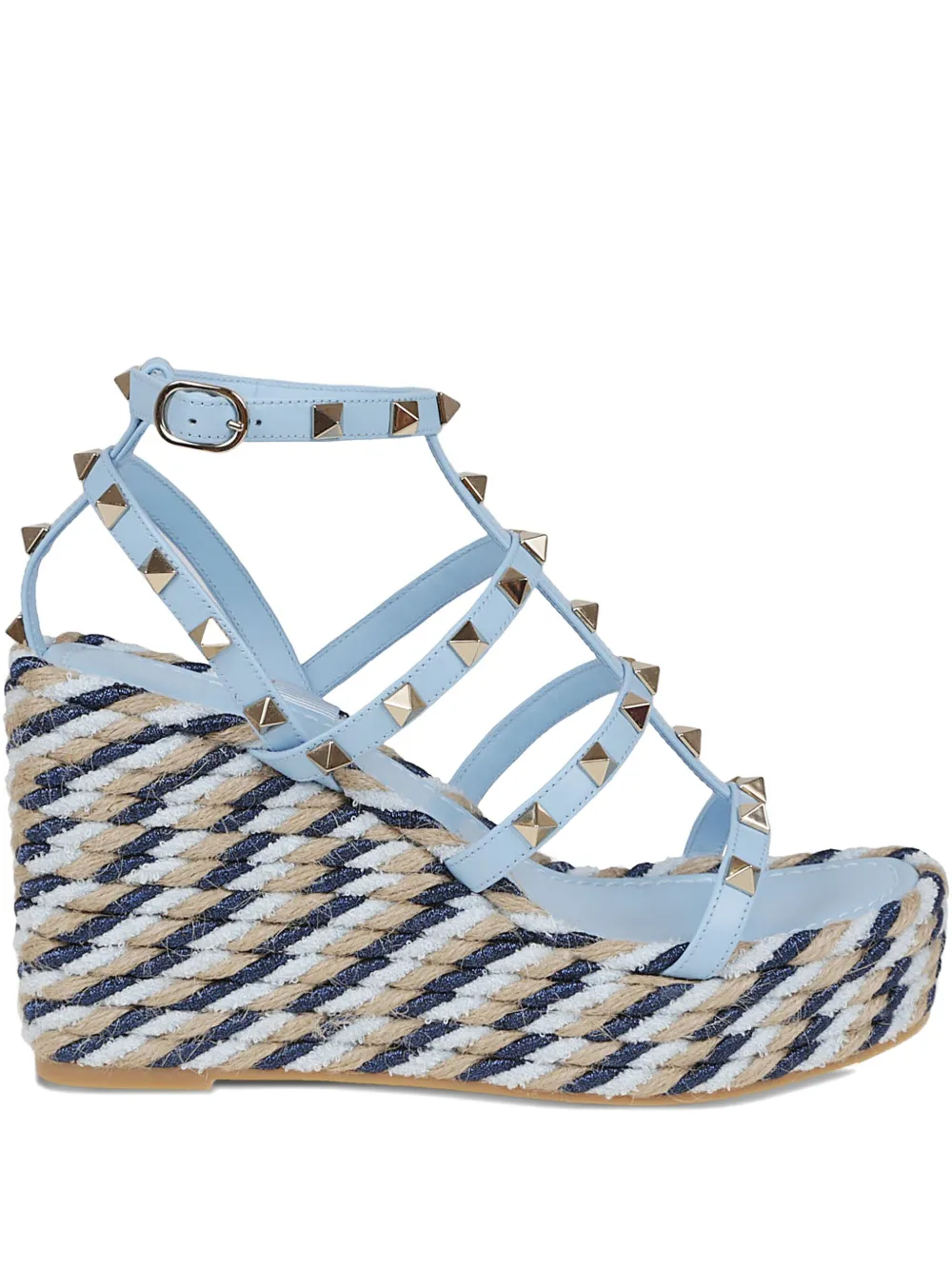 Valentino Garavani 95mm Studded Leather Espadrilles In Blue